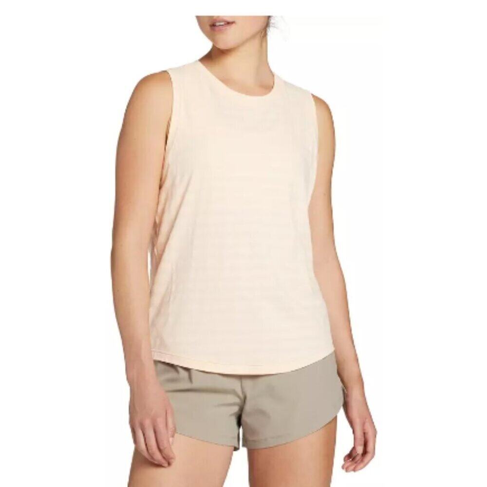 DSG Seamless Jacquard Tank Top Womens Size Large Light Peach Curved Hem Pullover
